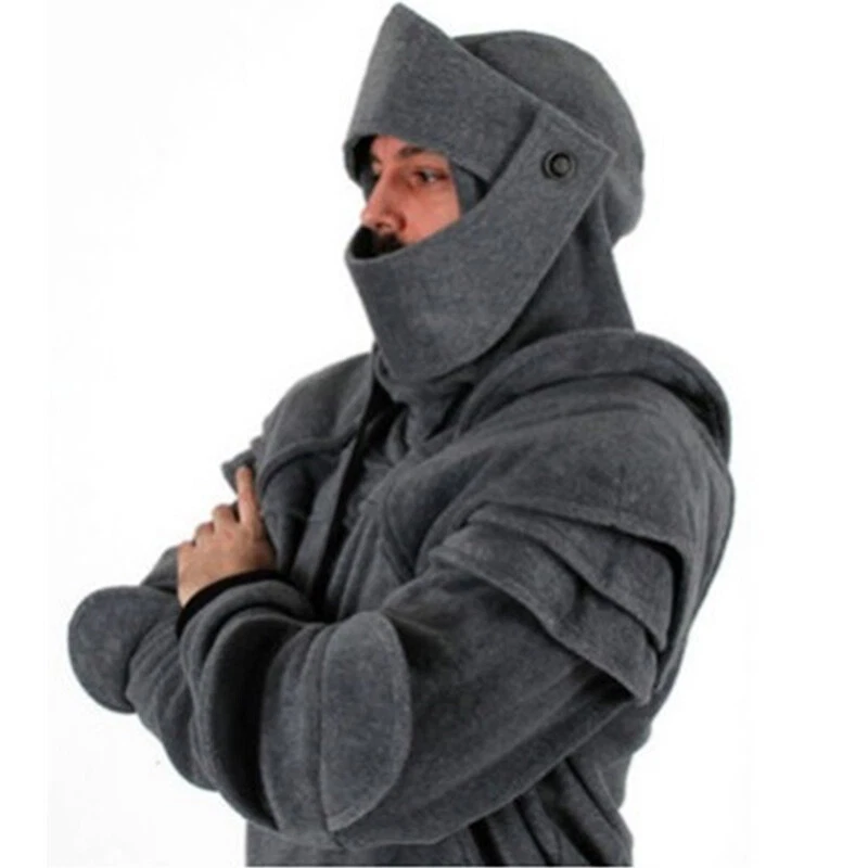 Medieval Retro Warrior Soldier Knight Mask Armor Knee Sweater Jacket Hoodie  | eBay