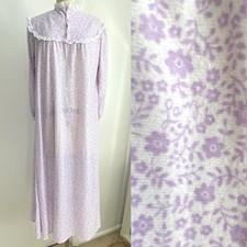 Vintage USA Lanz of Salzburg S Long LOGO Purple Floral Nightgown Laced Cottage