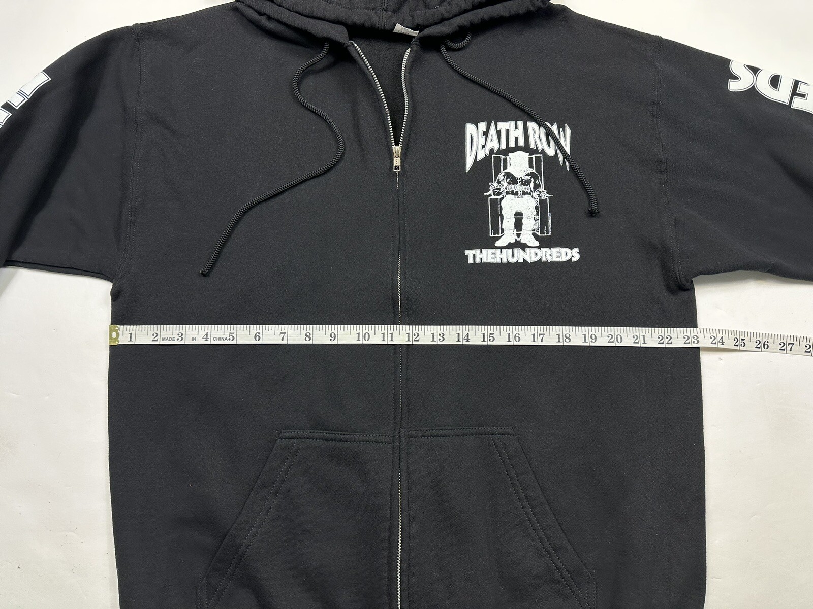 FILA Felpa con cappuccio The Hundreds X Death Row con cerniera nera limitata grande