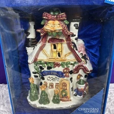 Christmas Dazzle Ceramic Tea Light House With 24K Gold Accents