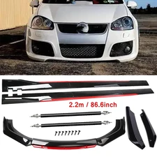 Front Bumper Lip Spoiler Splitter Side Skirt Glossy Black For VW Golf GTI MK5 M
