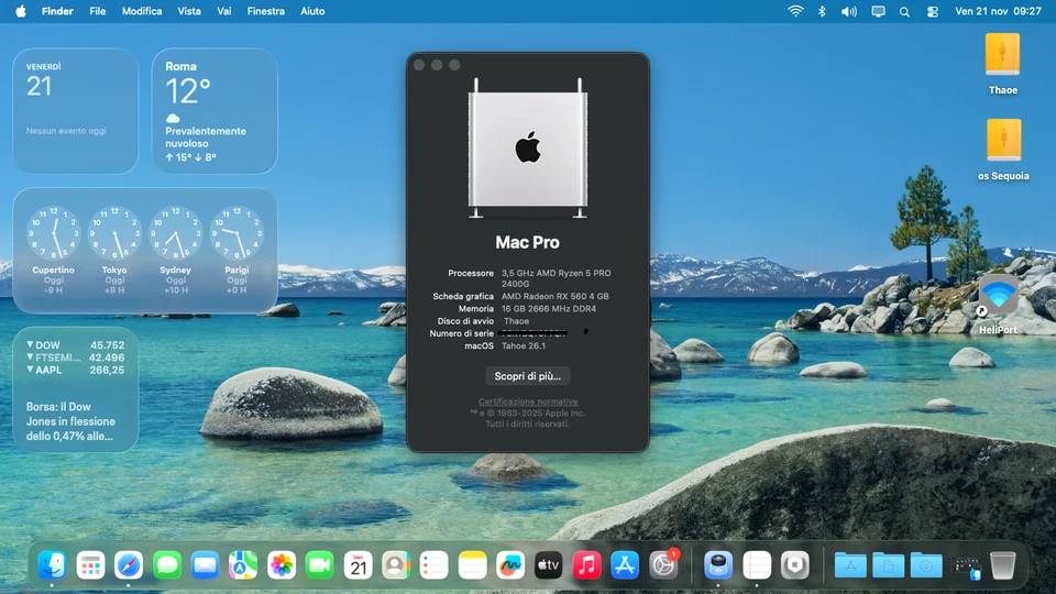 PC HACKINTOSH GAMING MacOS Tahoe  AMD RYZEN 5 AMD RX 560 4GB  RAM 16G WIFI Win11 - Immagine 2 di 4