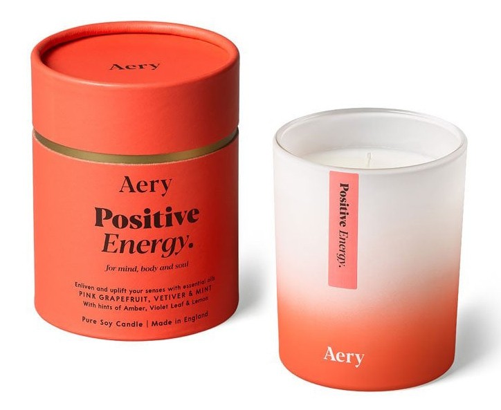 Aery Positive Energy Scented Candle 200g - Pink Grapefruit, Vetiver & Mint