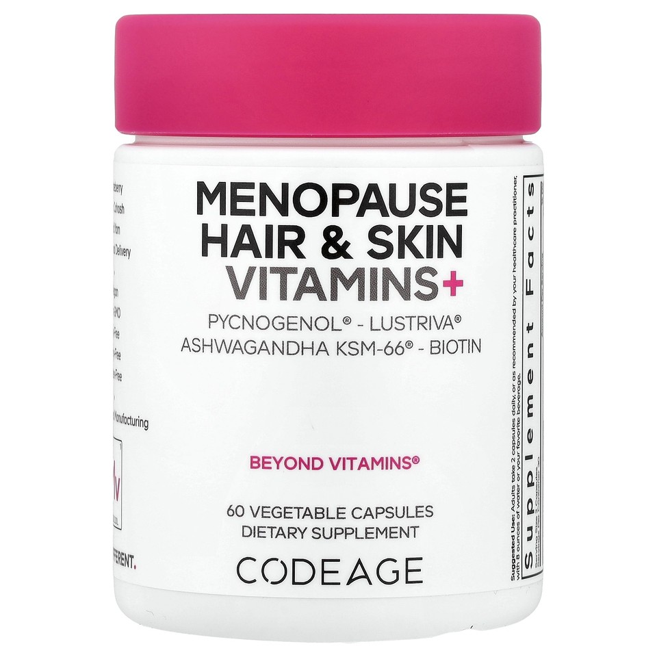 Menopause Hair Skin Vitamins+, 60 Vegetable Capsules