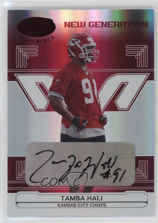 Tamba Hali Leaf Certified Materials #181 Mirror Red-Autograph