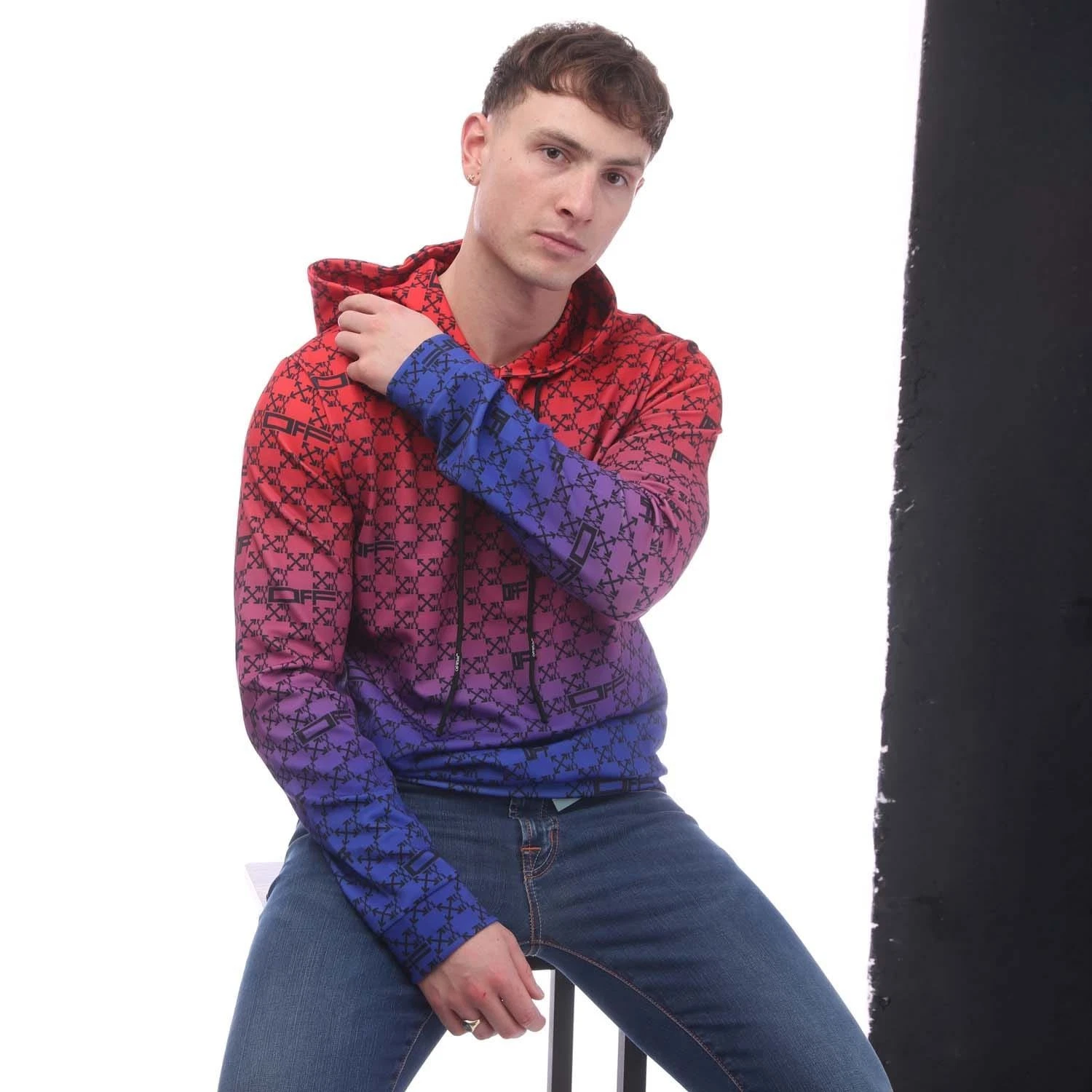 OFF WHITE Felpa con cappuccio uomo Off White ATHL Monogram colore rosso