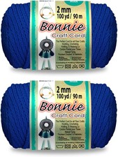Macrame Cord 2mm x 100yd - Value 2-Pack, Twisted Polypropylene, Vibrant Color