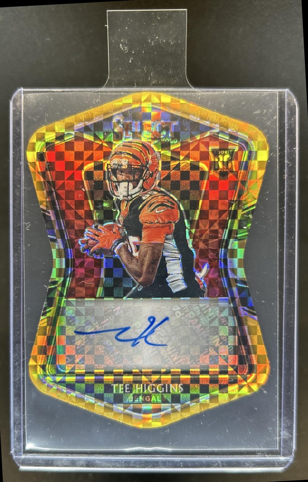 2020 Panini Select Tee Higgins Rookie Gold Prizm Die Cut Auto RC #/10 Bengals
