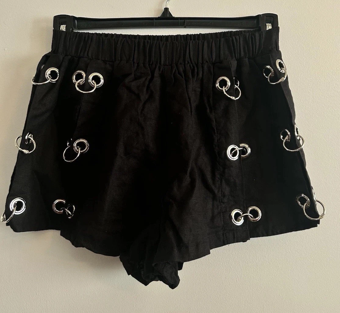 Millau Linen Short With Hoops Grommets Design Summer Beach Pull On Large (26”)