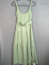 ASOS Design Size 6 Mint Green Eyelet Smocked Tiered Maxi Dress W/ Belt Cotton