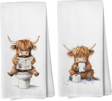 Highland Cow Bathroom Hand Towels - Highland Cow Gifts for Women Dish Towels ...