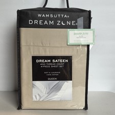 Wamsutta Dream Zone 4pc Queen Sheet Set 400 TC Dream Sateen Tan NEW in Package
