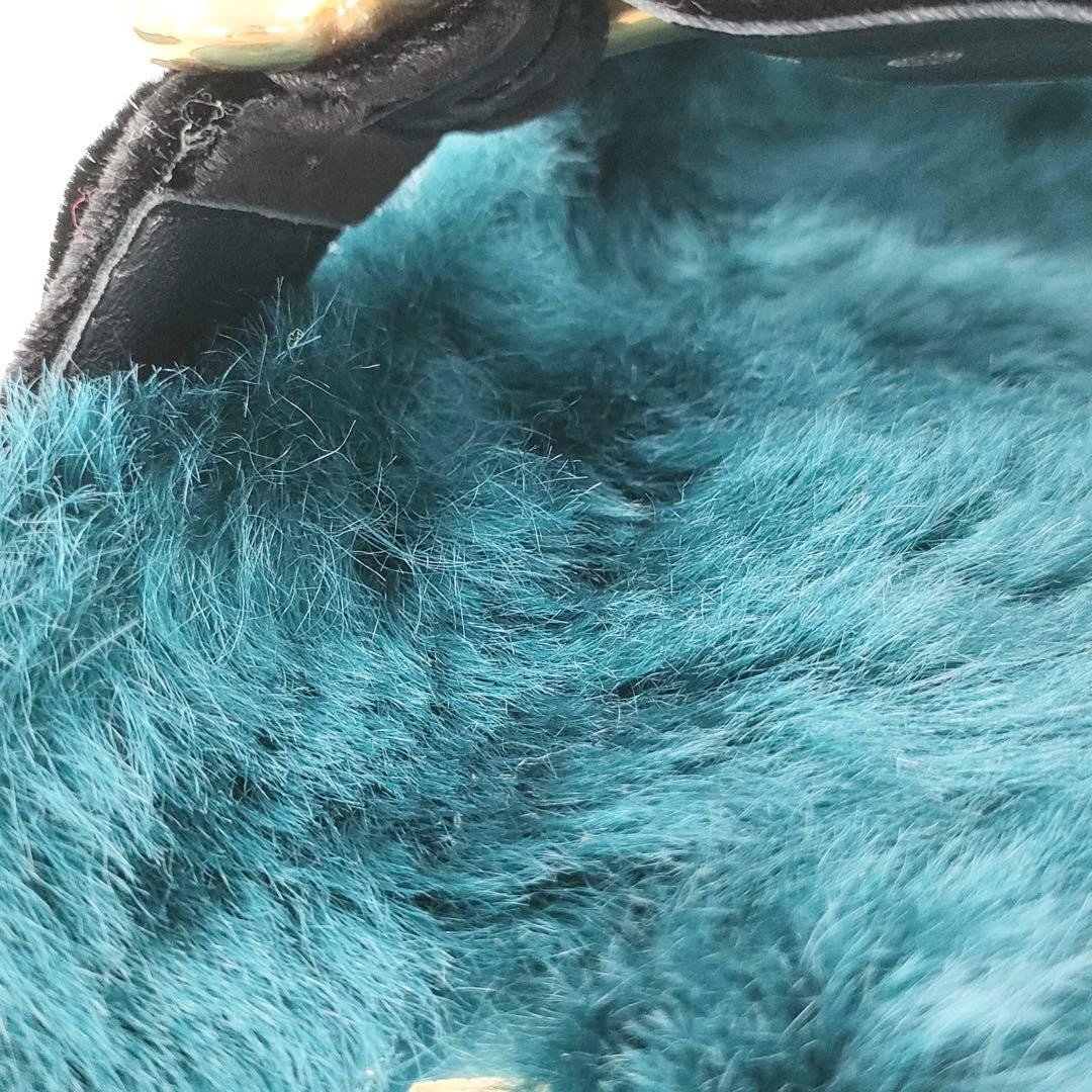 PRADA fur sandals in shearling and velvet teal green, women's size 38 From Japan thumbnail 8