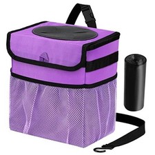 Car Trash Can Foldable Garbage Bin Leakproof 2.3 Gallons Car M-1PCS Purple
