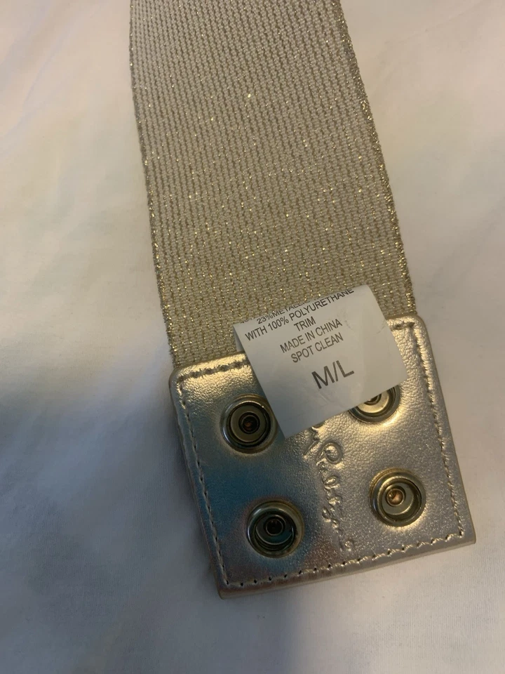 Lilly Pulitzer Metálico Dorado Elástico, Cinturón Talla Mediana/Grande Foto 2 de 4