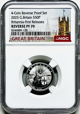 2025 S50P GREAT BRITAIN 1/4 OZ SILVER REV. PROOF NGC PF70