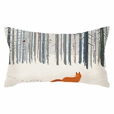  Throw Pillow Covers Winter Forest Landscape 20" x 12" (Pack of 1) Color-0018