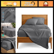 Ultra-Soft 1800 Microfiber King Sheet Set - Deep Pocket Bedding - 4 Piece, Grey