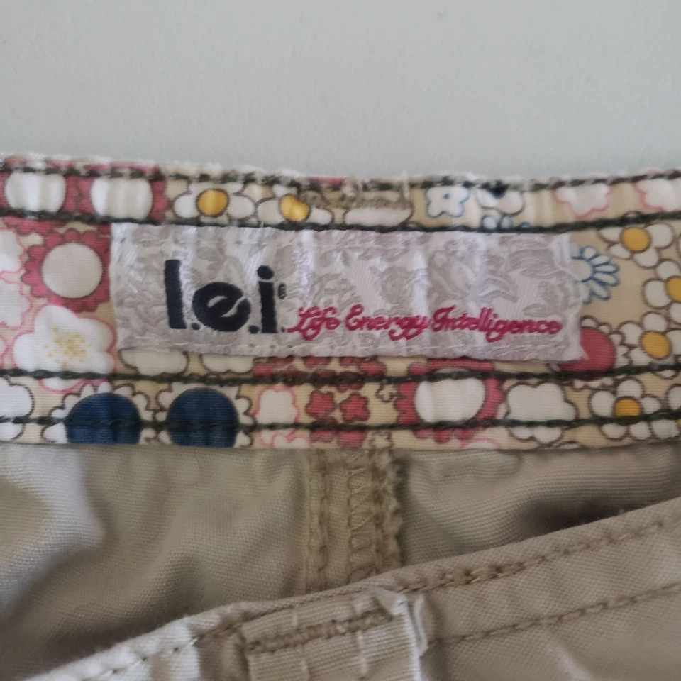 Y2K LEI Junior Mico Mini Caqui Botín Pantalones Cortos Talla 0 Preppy Ropa de Calle Verano Foto 3 de 4