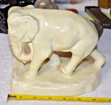 c1922 Antique Art Deco Rookwood Elephant Cream White Pottery Bookend 2444C
