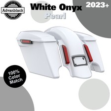 White Onyx Pearl Stretched Saddlebag Lids Black Latch For Harley Street Road