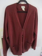 Vintage LL Bean 100  Lambswool Cardigan Sweater button down classic rust brown