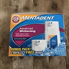 Mentadent Toothpaste 2 Refills (5.25+5.25 oz) Advanced Whitening Plus Base NEW