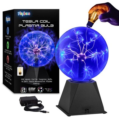 Playbees Blue Plasma Ball - 7 Inch - Tesla Coil Bulb Static Electricity