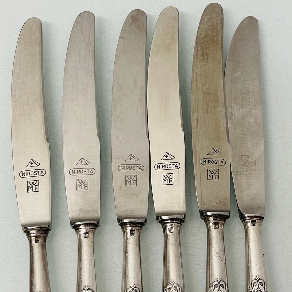 WMF Fächermuster Besteck versilbert 90, 6 kleine Messer Obstmesser 18,4 cm - Bild 4 von 4