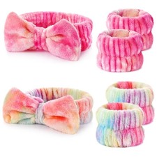 6PCS Spa Headband and Wristband Set for Face Washing, Soft Microfiber Skincare H
