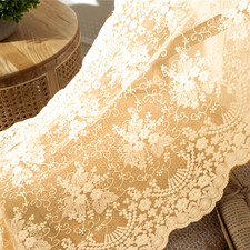 Embroidery Cotton Lace Fabric Table Cover Floral Lace Table Runner Vintage Table