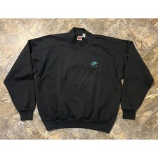 Nike Sweatshirt Mens Large Black VTG 90s Faded Distressed Mock Neck Air Logo