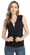 MISS MOLY Women's Sleeveless Hoodie Vest Zip Up Sweatshirt Pockets Basic Solid