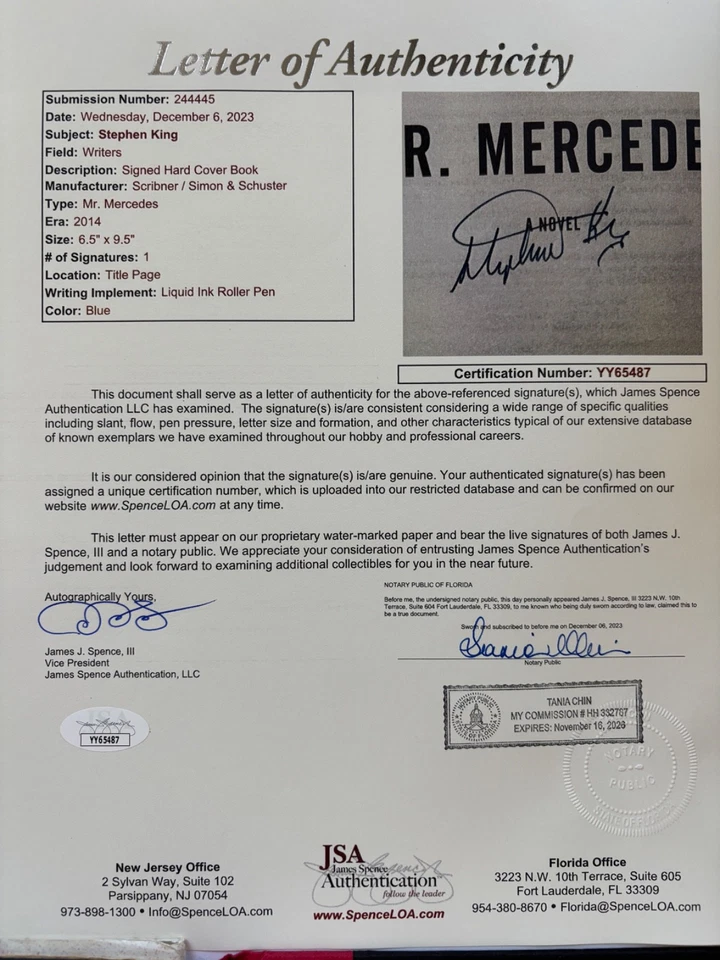 Stephen King Signed Mr Mercedes 1st/1st Hardcover HC Book Autographed JSA Foto 4 de 4