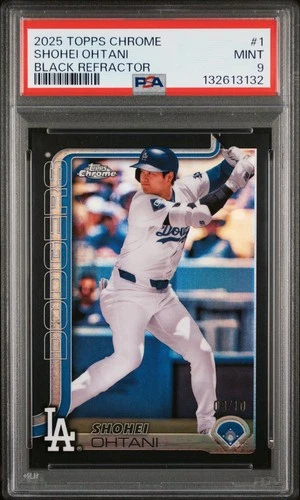 Shohei Ohtani - 2025 Topps Chrome #1 Black Refractor /10 PSA 9