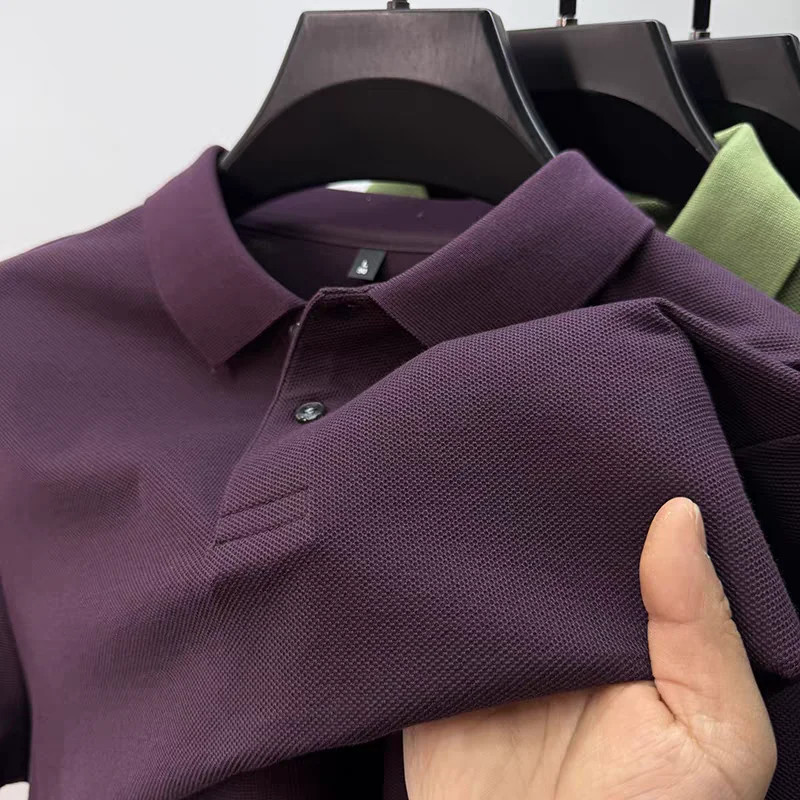 High quality 100% cotton men's short sleeve polo shirt summer simple solid color