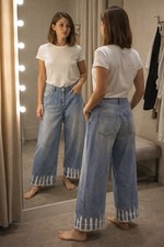 NWT Anthropologie Pilcro Ultra High Waist Cullotte Bleach Hem Cropped Jeans 31