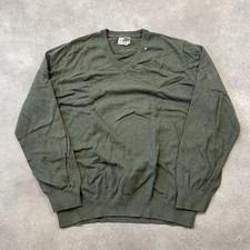 L.L.Bean Jumper Mens XL Cotton Cashmere Knit Pullover  V-Neck Sweater, Green