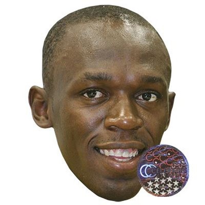 Usain Bolt Celebrity Mask, Flat Card Face, Fancy Dress Mask