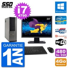 PC Dell 7020 SFF Ecran 22" Intel i7-4790 RAM 4Go SSD 480Go Windows 10 Wifi