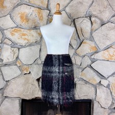 Ralph Lauren Collection Rare Vintage 1990s Mohair Wrap Skirt Black Plaid  10