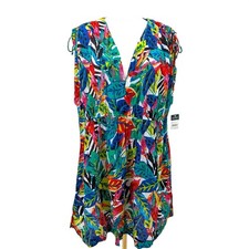 Resort Tropical Cotton Cover Up Dress Pockets Swim Beachwear NWT Lauren RL 3X