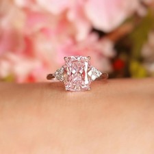 6.30 Ct Cushion Cut Pink Sapphire & Diamond W...