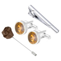 FüR Brown Series ManschettenknöPfe Krawattenclip Reversnadel Set Mit Geschenkbox