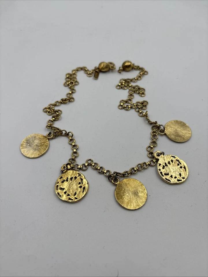 🔥🔥YSL Firmado Yves St Laurent Collar Tono Dorado Moneda Medallón 24" Foto 4 de 4