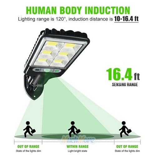 Wireless IP65 Motion Sensor Solar Security Wall Light w/ 3 Modes for Garden Yard - Picture 9 of 47