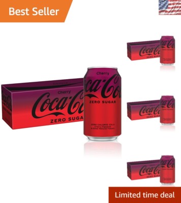 Cherry Zero Soda 12 oz - Refreshing Caffeine-Fueled Soft Drink, Case of 12