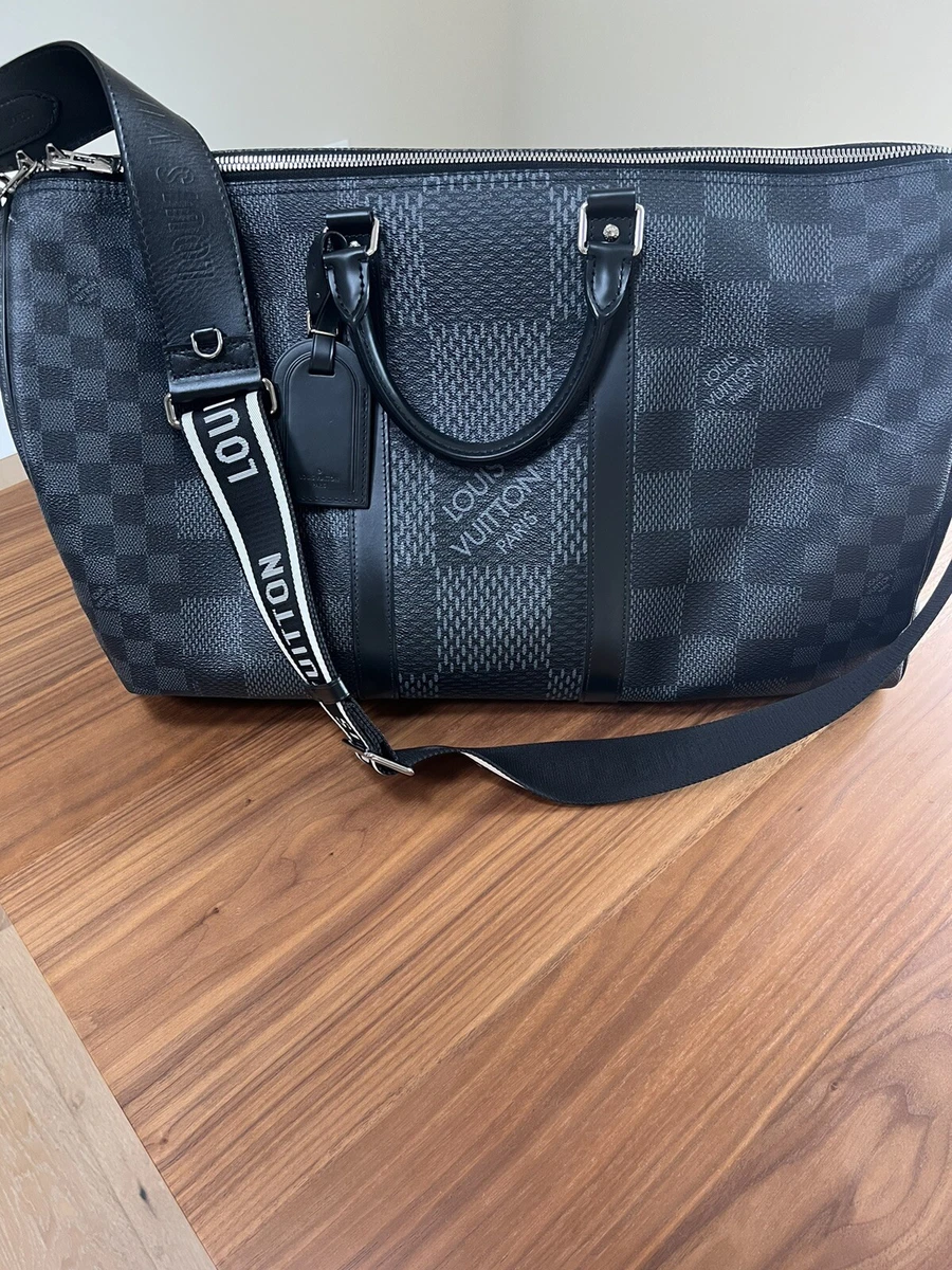 Limited Edition Louis Vuitton Keepall 50 Bandouliere Duffle Graphite Damier