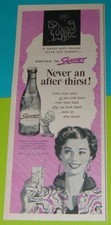 1954 PRINT AD~SQUIRT SODA POP BOTTLE NEVER AN AFTER THIRST