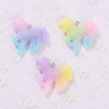 12pcs Resin Unicorn Necklace Charms Keychain Necklace Pendant Diy Decorations